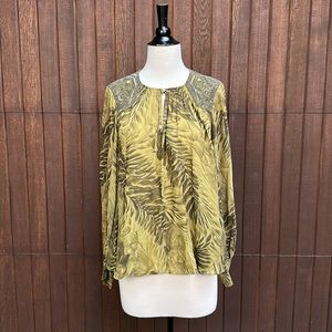 Beautiful Matthew Williamson mainline green silk blouse, size UK 12 / US 8